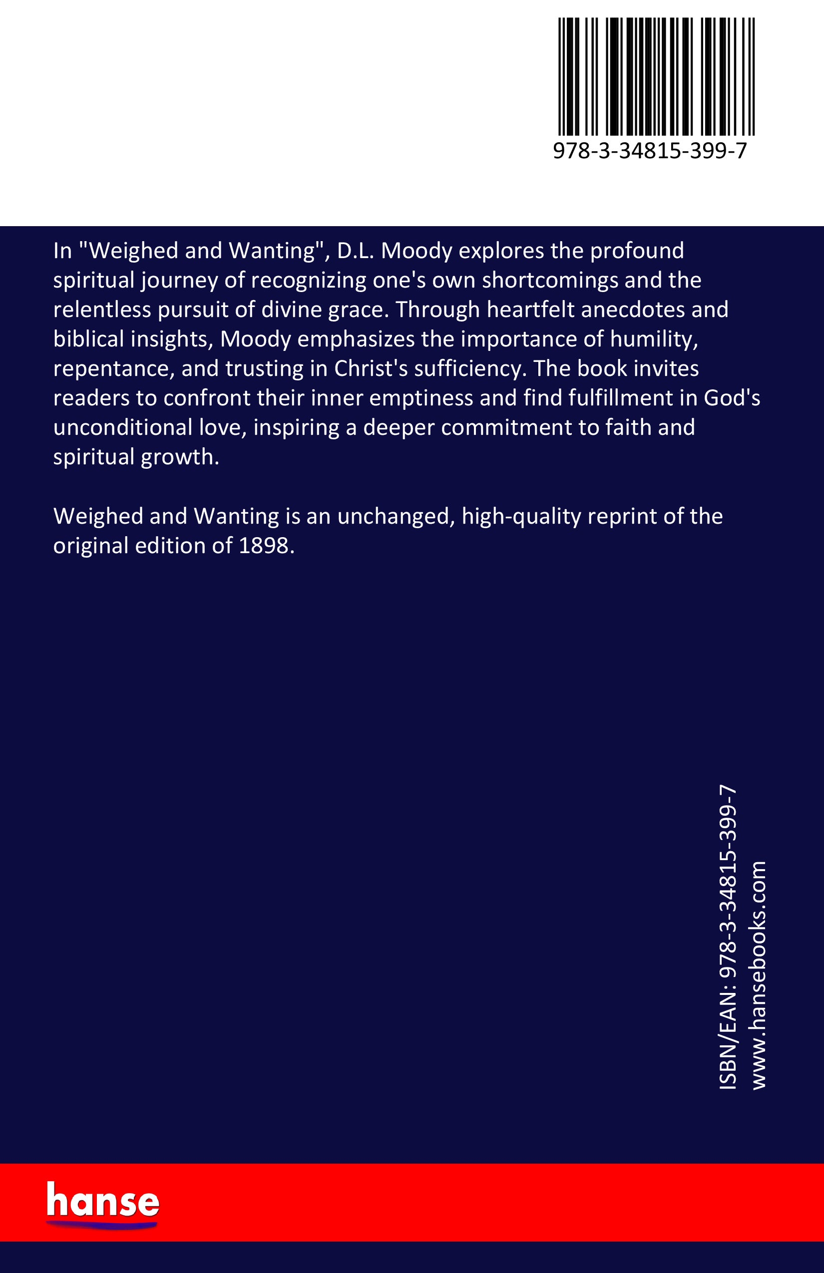 Weighed and Wanting - Back Cover