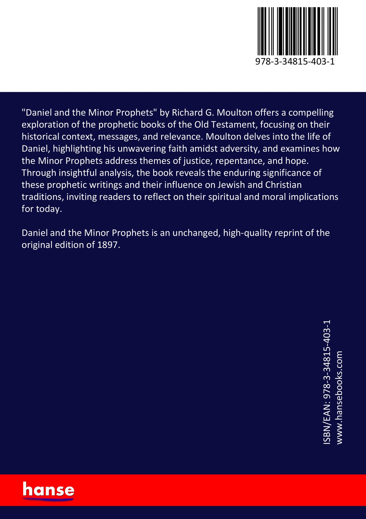 Daniel and the Minor Prophets - Back Cover