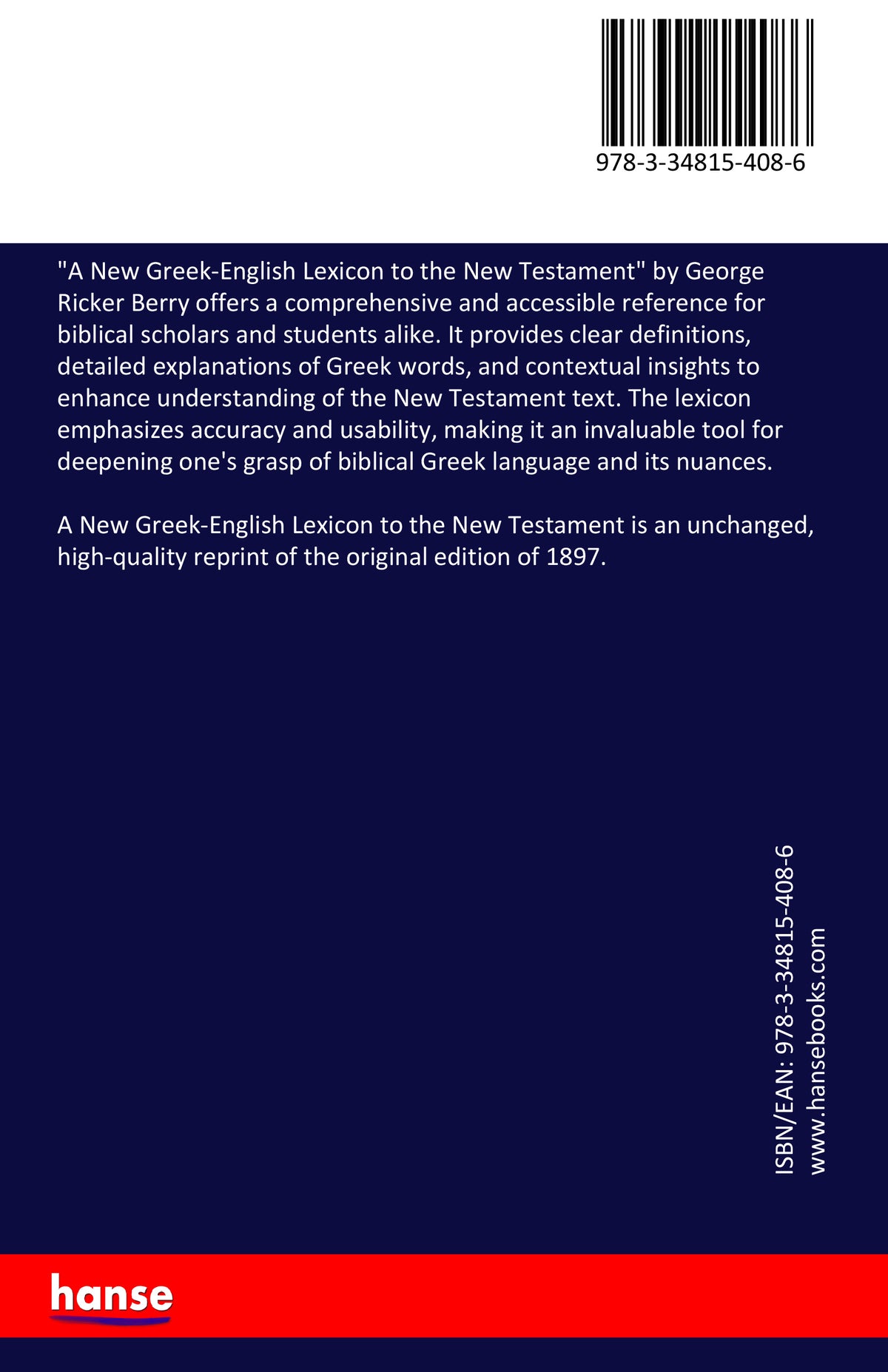 A New Greek-English Lexicon to the New Testament - Back Cover