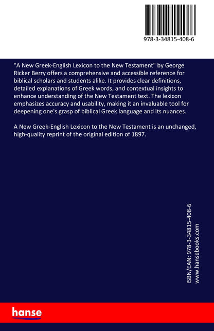 A New Greek-English Lexicon to the New Testament - Back Cover