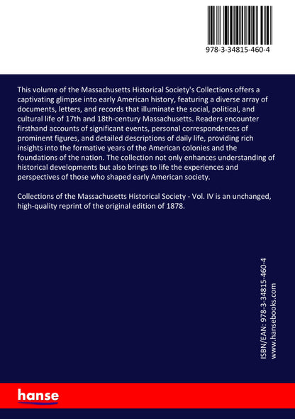 Collections of the Massachusetts Historical Society - Back Cover