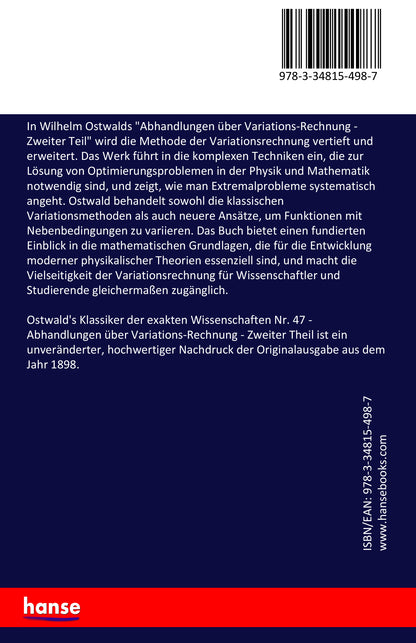 Ostwald's Klassiker der exakten Wissenschaften Nr. 47 - Back Cover