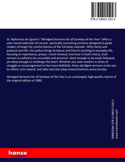 Abridged Sermons for all Sundays of the Year - Back Cover