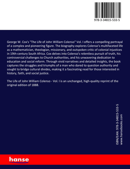 The Life of John William Colenso - Back Cover
