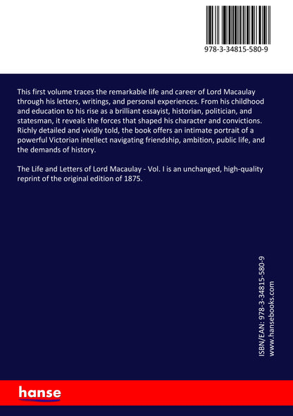 The Life and Letters of Lord Macaulay - Back Cover