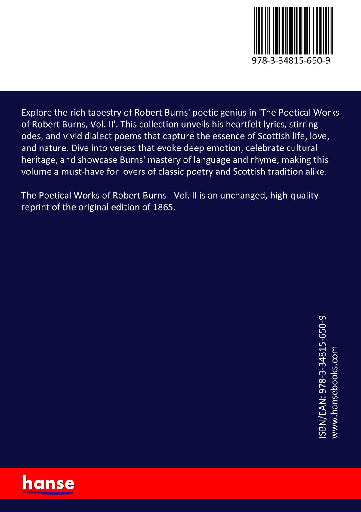 The Poetical Works of Robert Burns - Back Cover