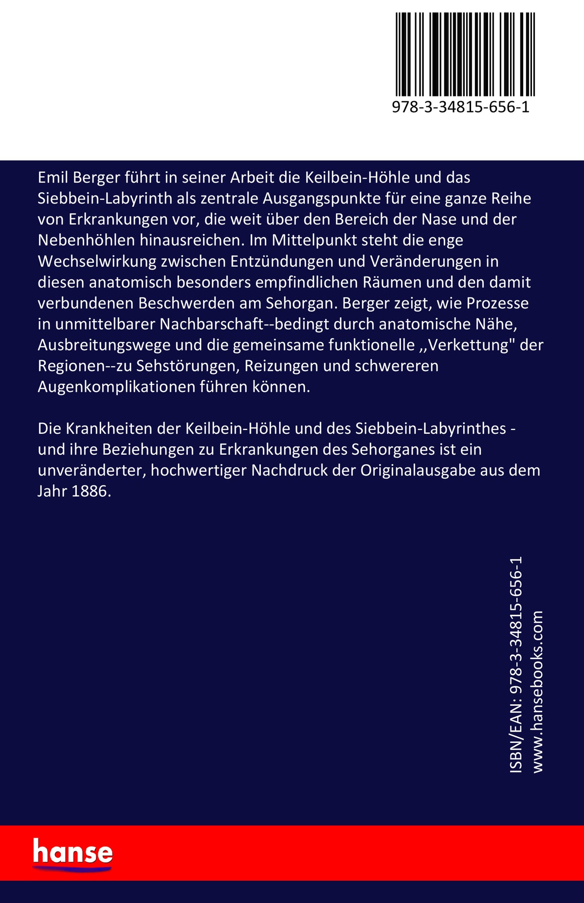 Die Krankheiten der Keilbein-Höhle und des Siebbein-Labyrinthes - Back Cover