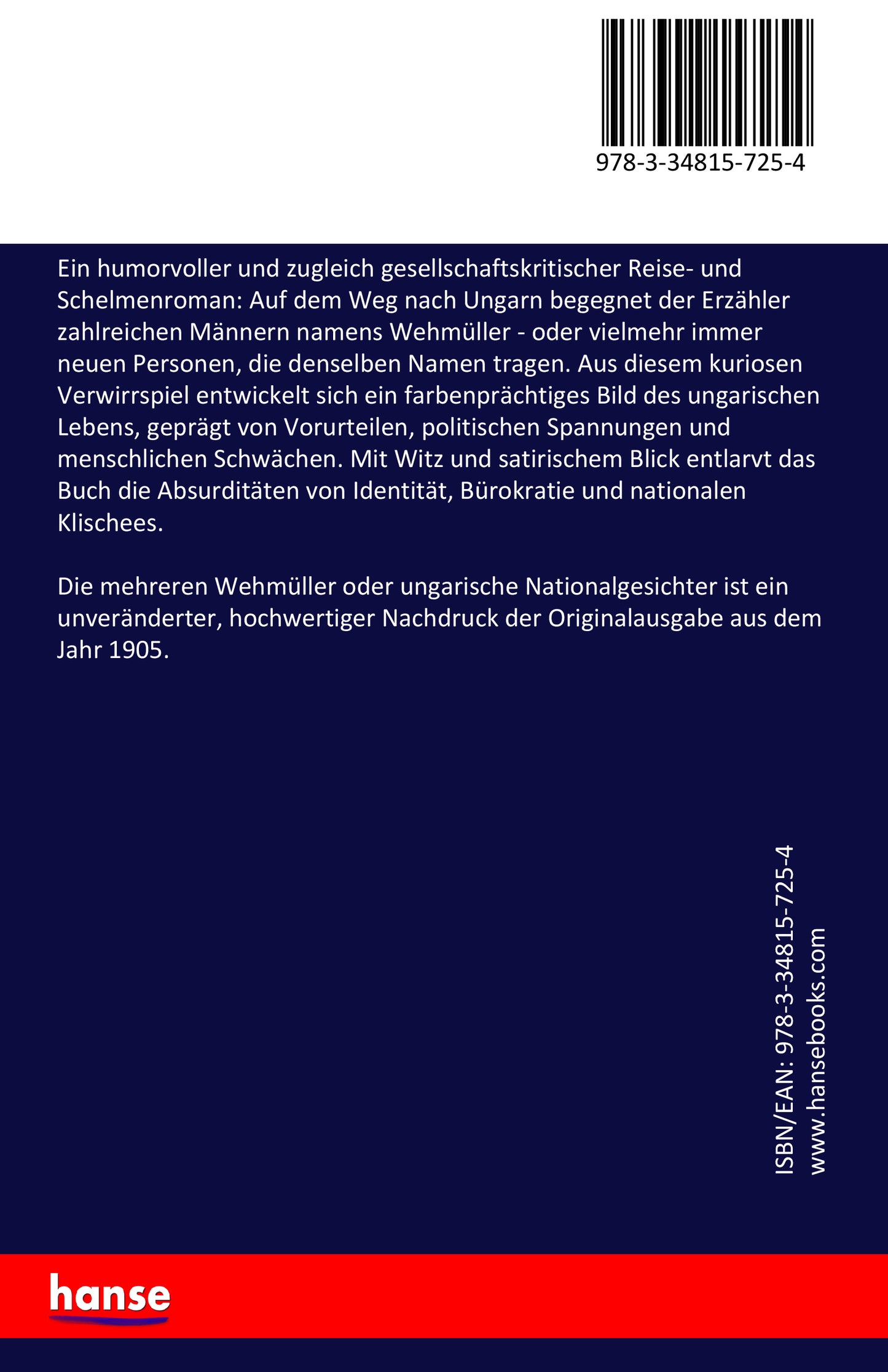 Die mehreren Wehmüller oder ungarische Nationalgesichter - Back Cover