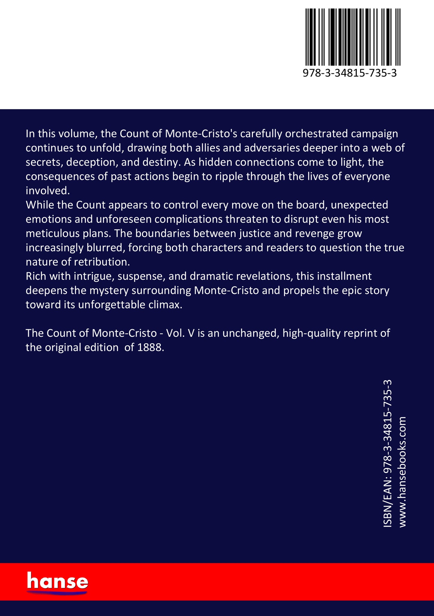 The Count of Monte-Cristo - Back Cover