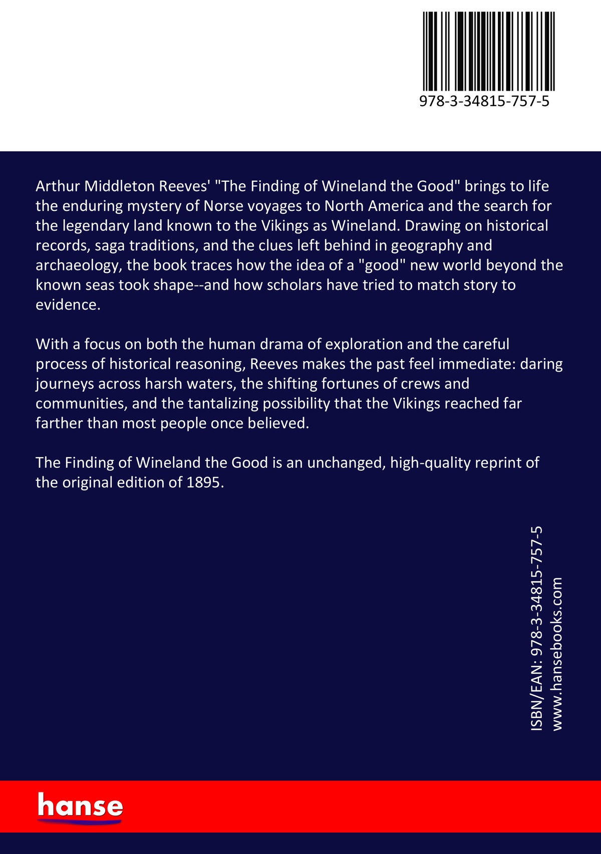 The Finding of Wineland the Good - Back Cover