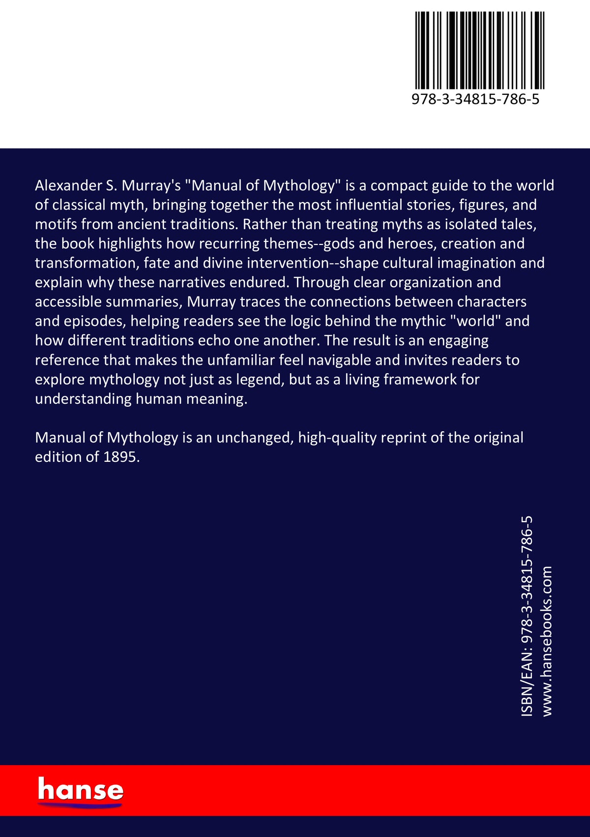 Manual of Mythology - Back Cover