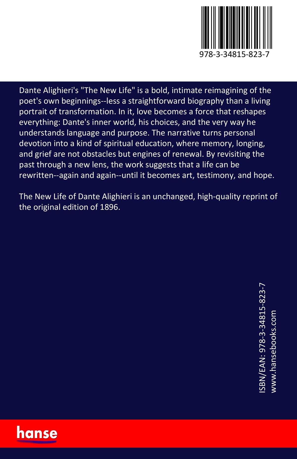 The New Life of Dante Alighieri - Back Cover