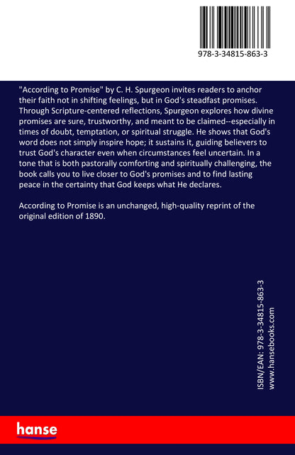 According to Promise - Back Cover