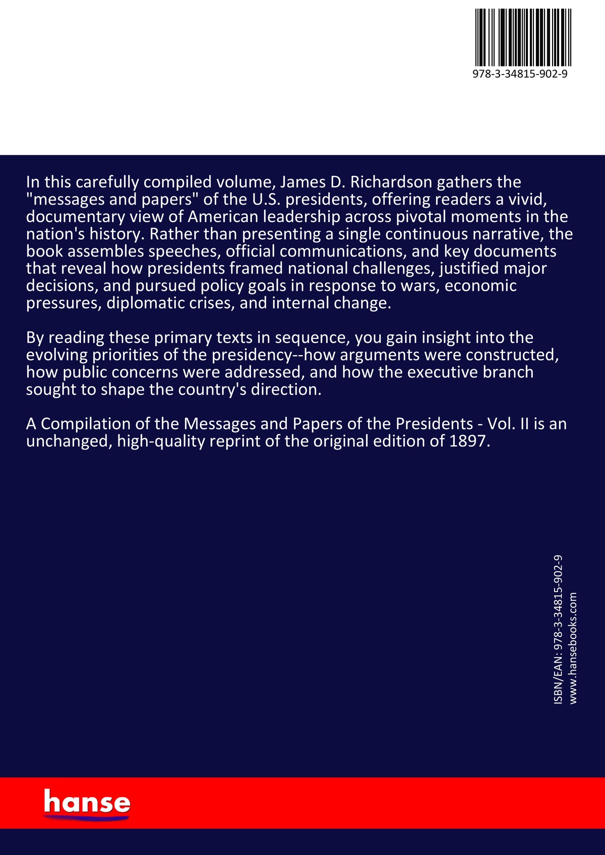 A Compilation of the Messages and Papers of the Presidents - Back Cover