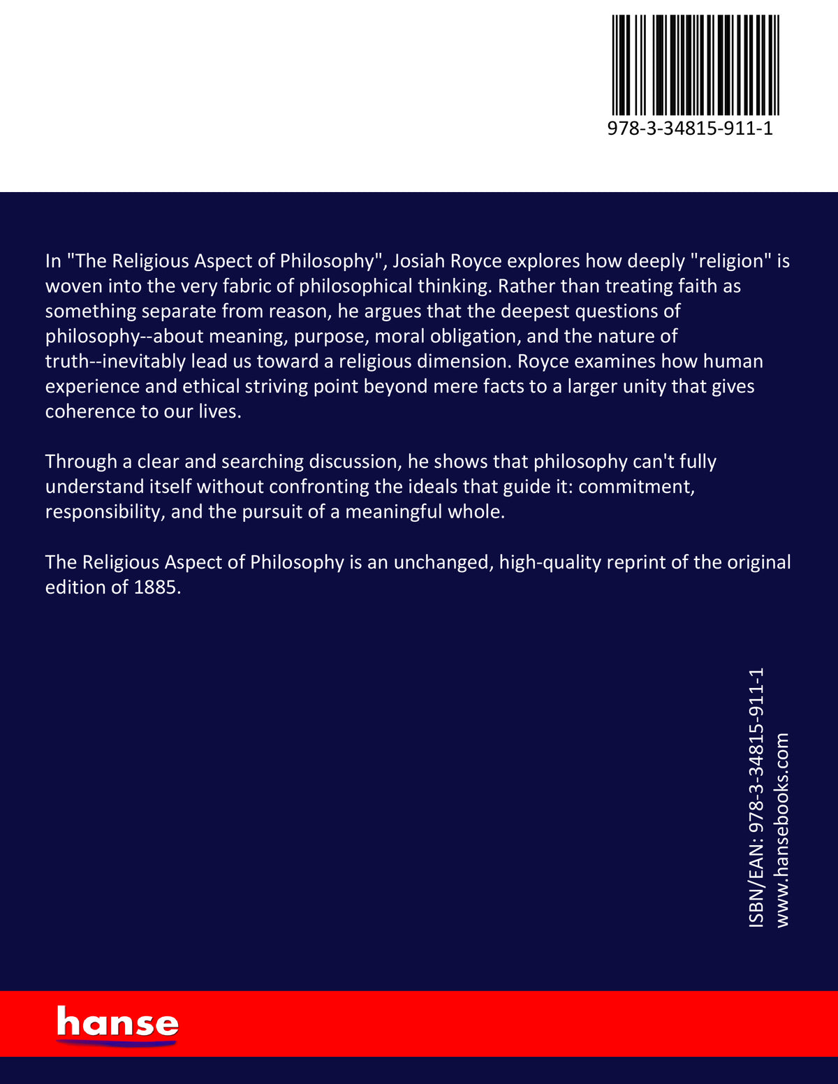 The Religious Aspect of Philosophy - Back Cover