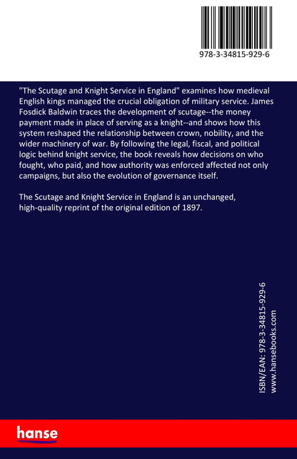 The Scutage and Knight Service in England - Back Cover