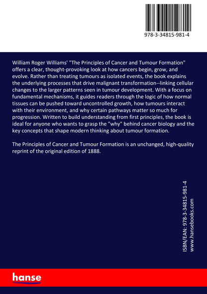 The Principles of Cancer and Tumour Formation - Back Cover