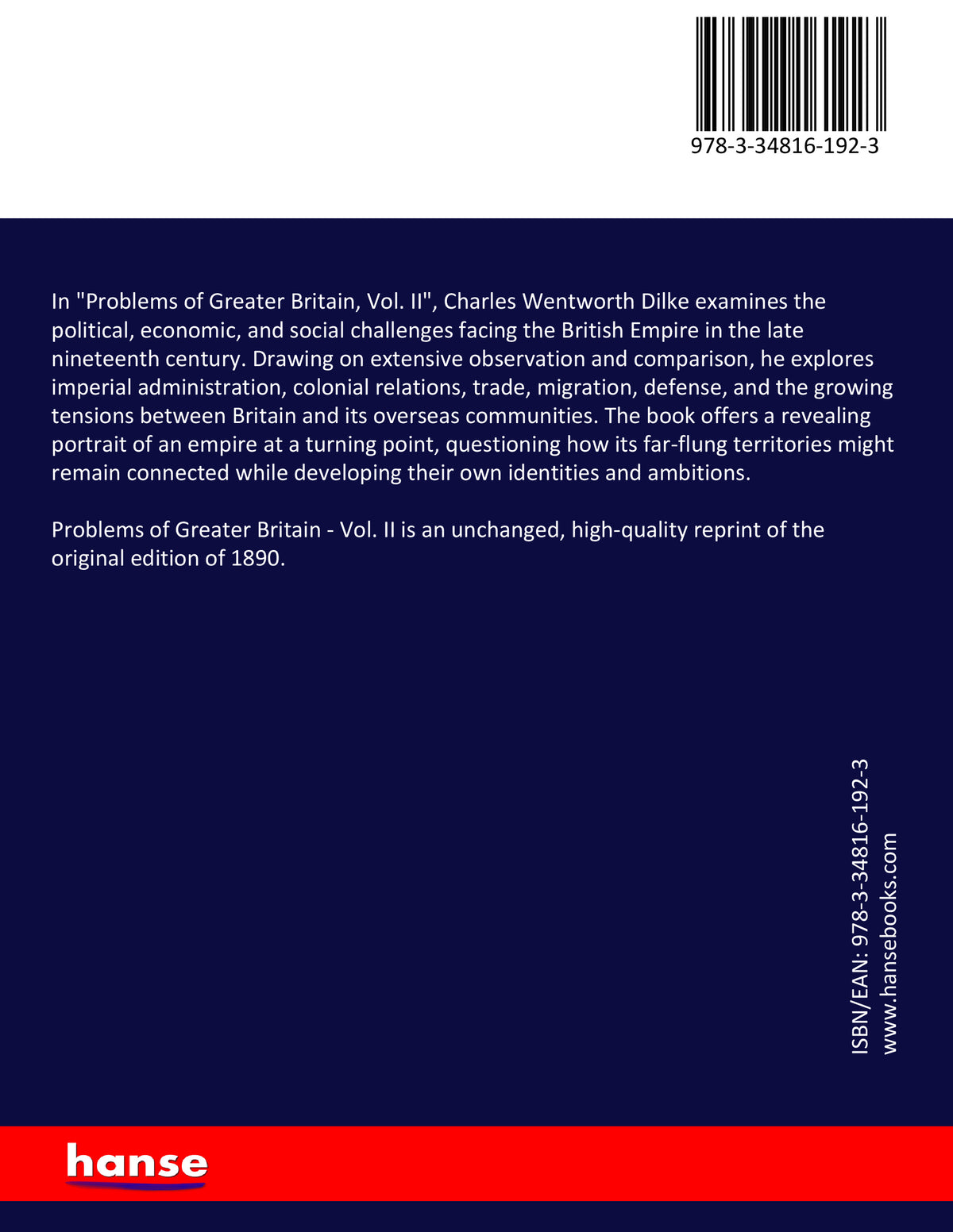 Problems of Greater Britain - Back Cover