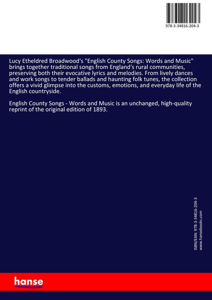 English County Songs - Back Cover