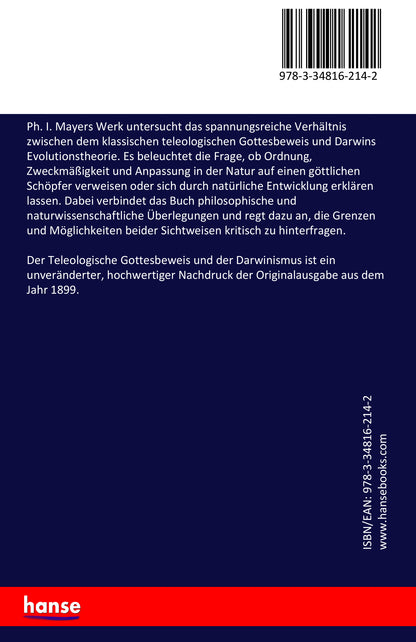 Der Teleologische Gottesbeweis und der Darwinismus - Back Cover