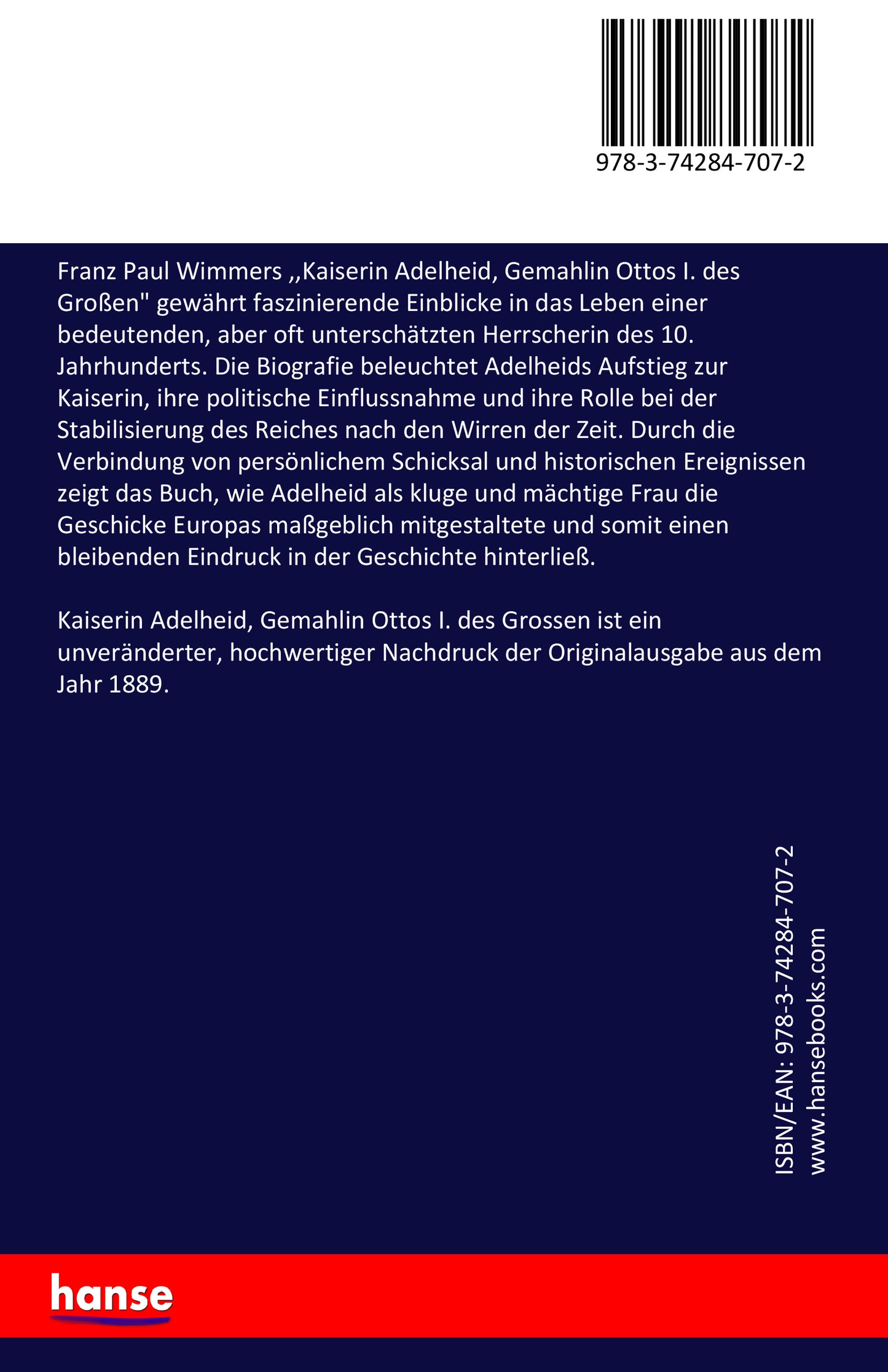 Kaiserin Adelheid, Gemahlin Ottos I. des Grossen - Back Cover