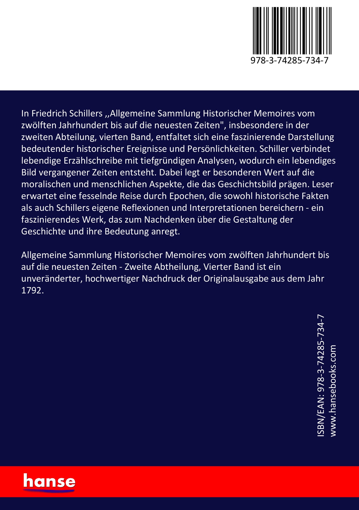 Allgemeine Sammlung Historischer Memoires vom zwölften Jahrhundert bis auf die neuesten Zeiten - Back Cover