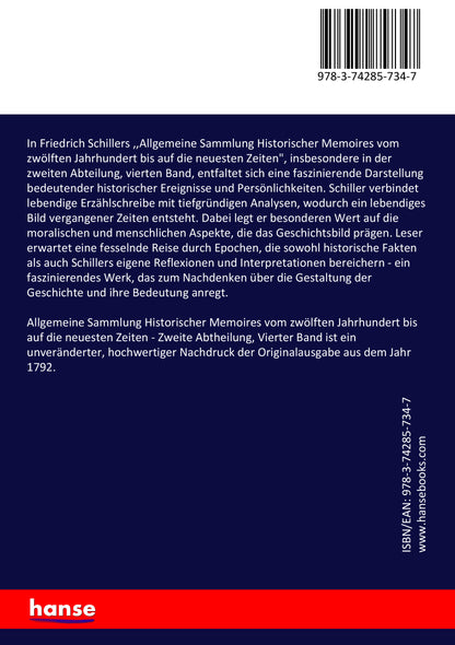 Allgemeine Sammlung Historischer Memoires vom zwölften Jahrhundert bis auf die neuesten Zeiten - Back Cover