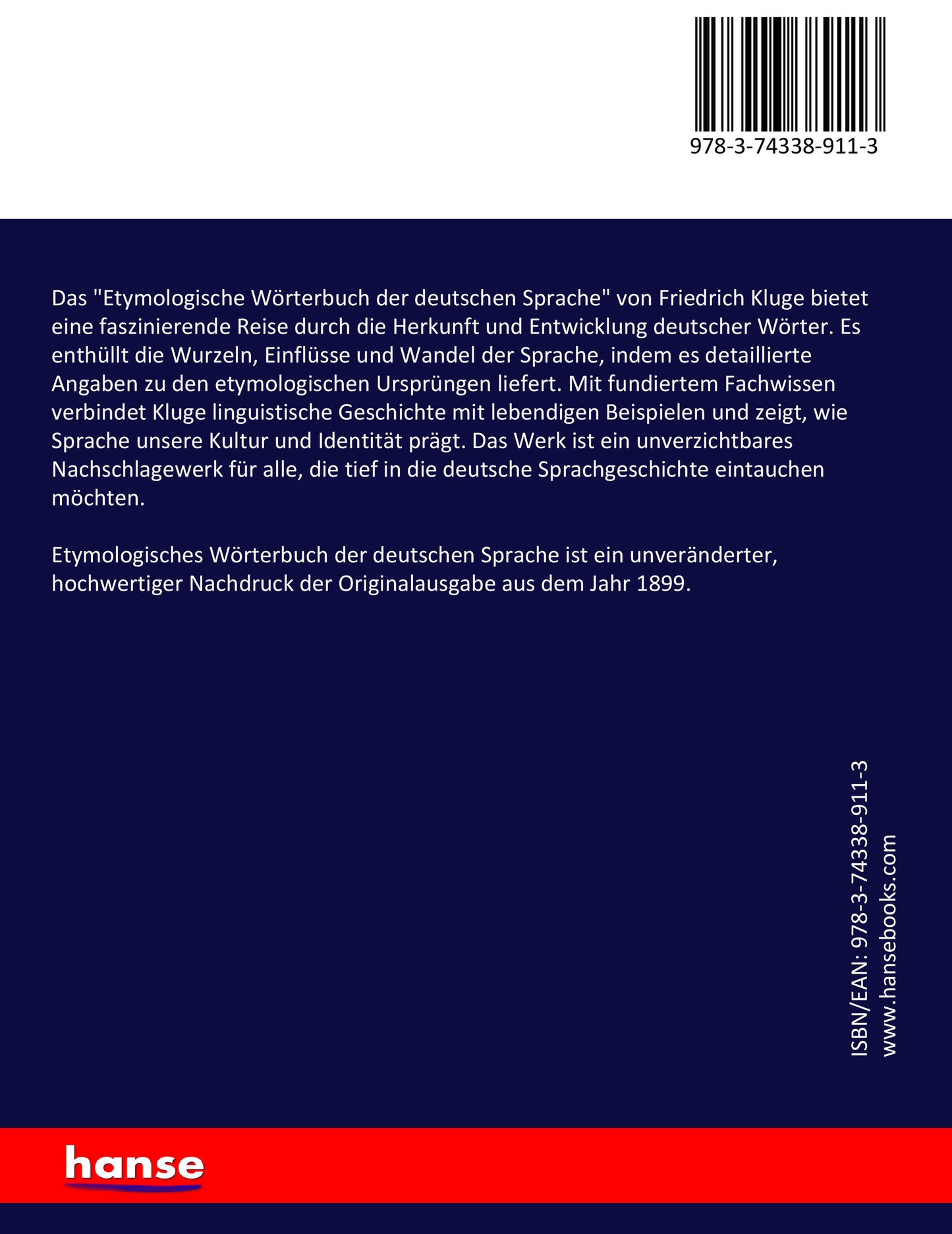 Etymologisches Wörterbuch der deutschen Sprache - Back Cover