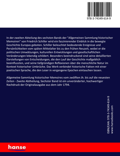 Allgemeine Sammlung historischer Memoires vom zwölften Jh. bis auf die neuesten Zeiten - Back Cover