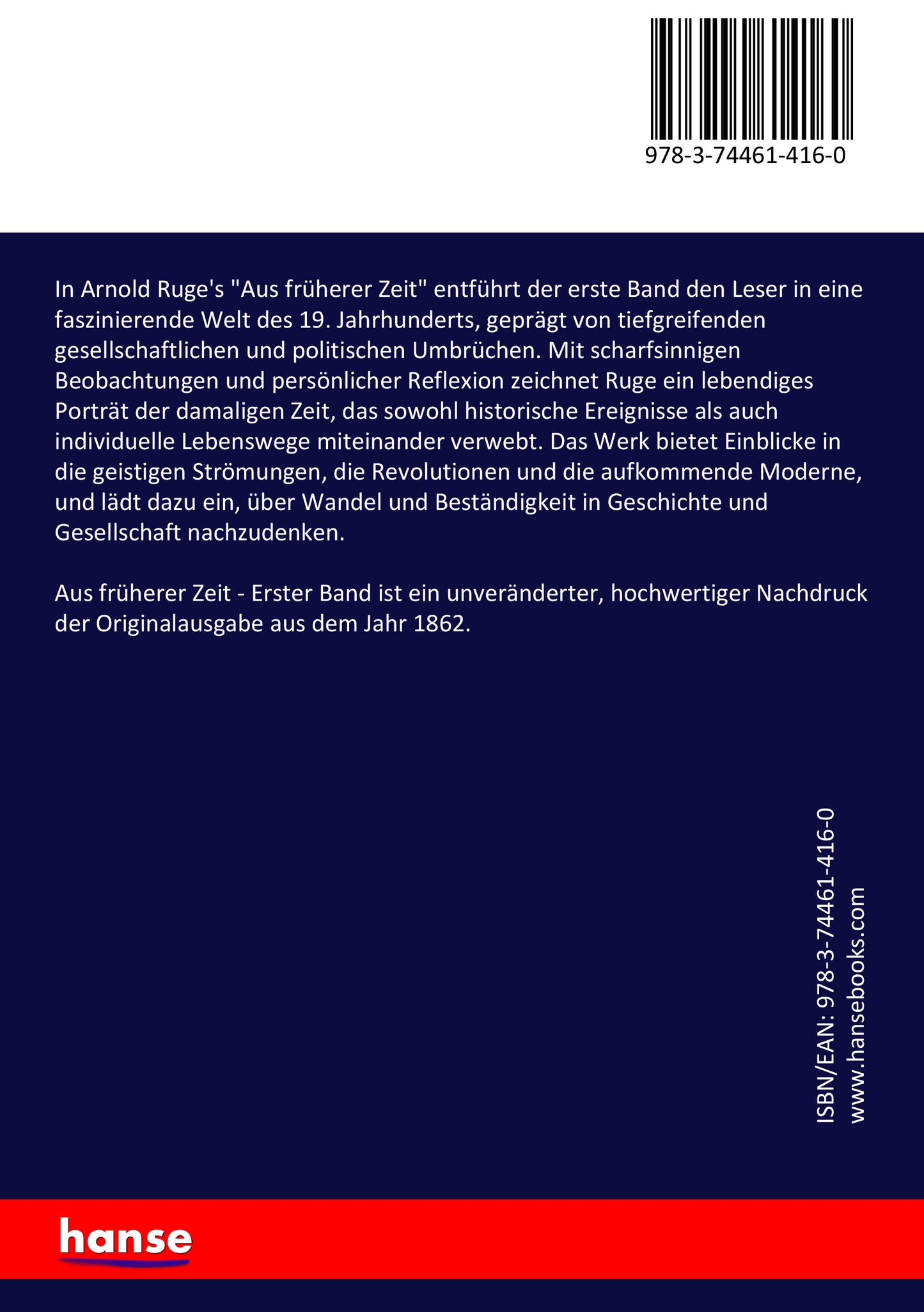 Aus früherer Zeit - Back Cover