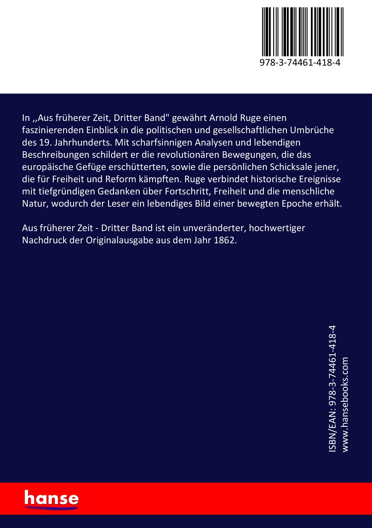 Aus früherer Zeit - Back Cover